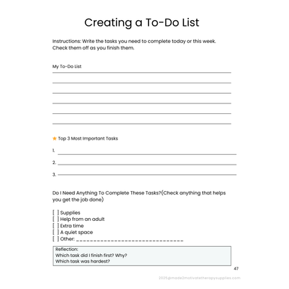 Planning & Organization Activity Packet for Kids (Ages 7-15)