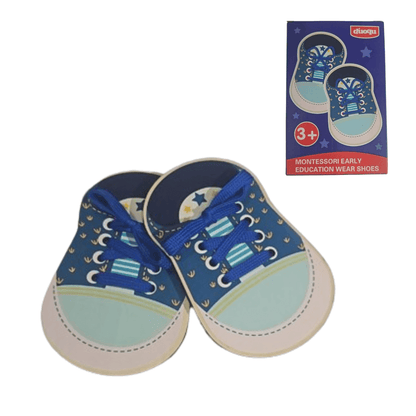 Wooden Lacing Shoes Set, included in the Dressing Skills Kit